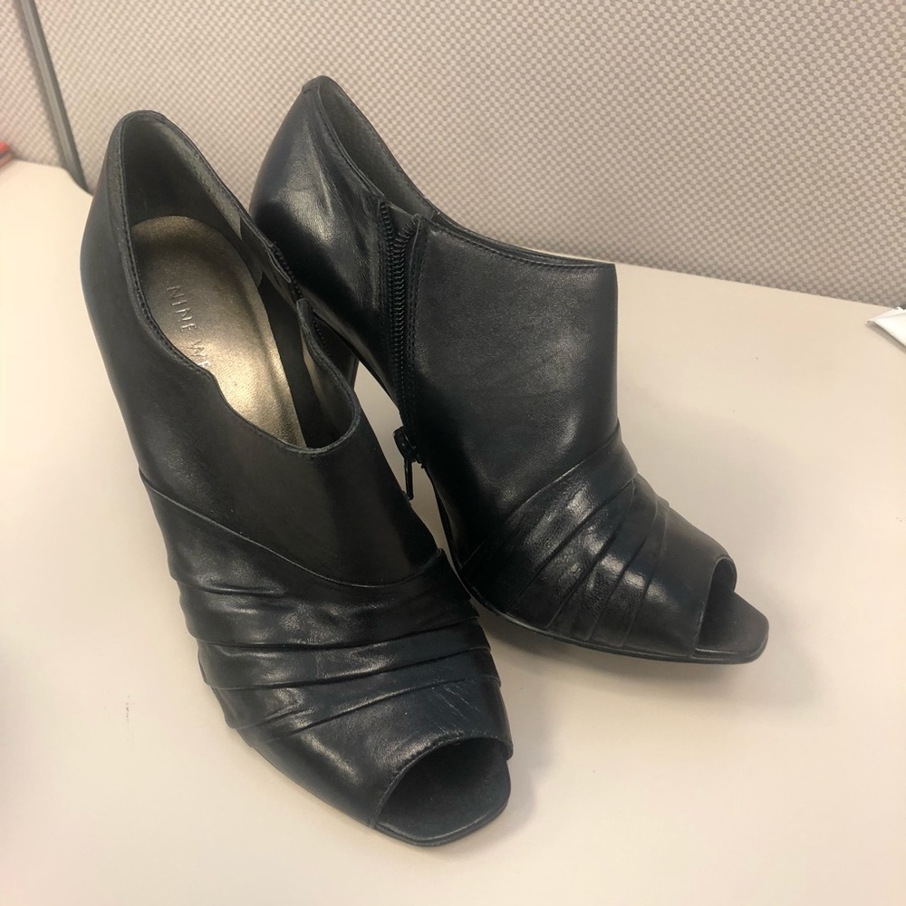 Nine West open toe black booties size 7M